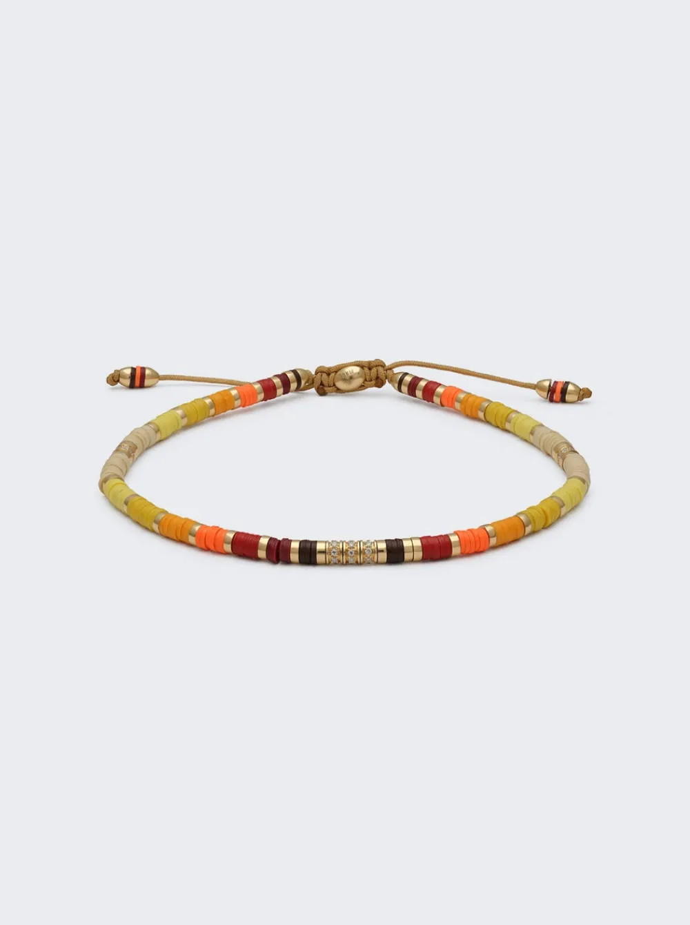 Maor 18K Yellow Gold Mini Rizon Bracelet With Yellow Pattern Beads And White Diamonds