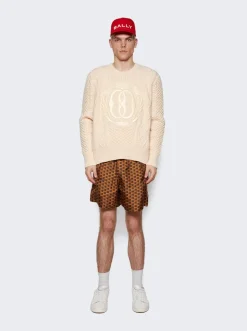 BALLY Knitted Wool Crewneck Sweater Bone