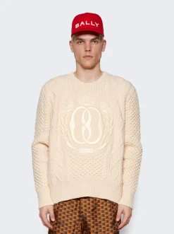BALLY Knitted Wool Crewneck Sweater Bone
