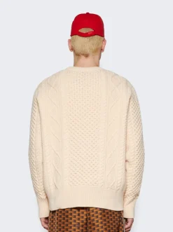 BALLY Knitted Wool Crewneck Sweater Bone
