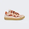 Lanvin Leather Curb Sneakers Pale Pink And Mango