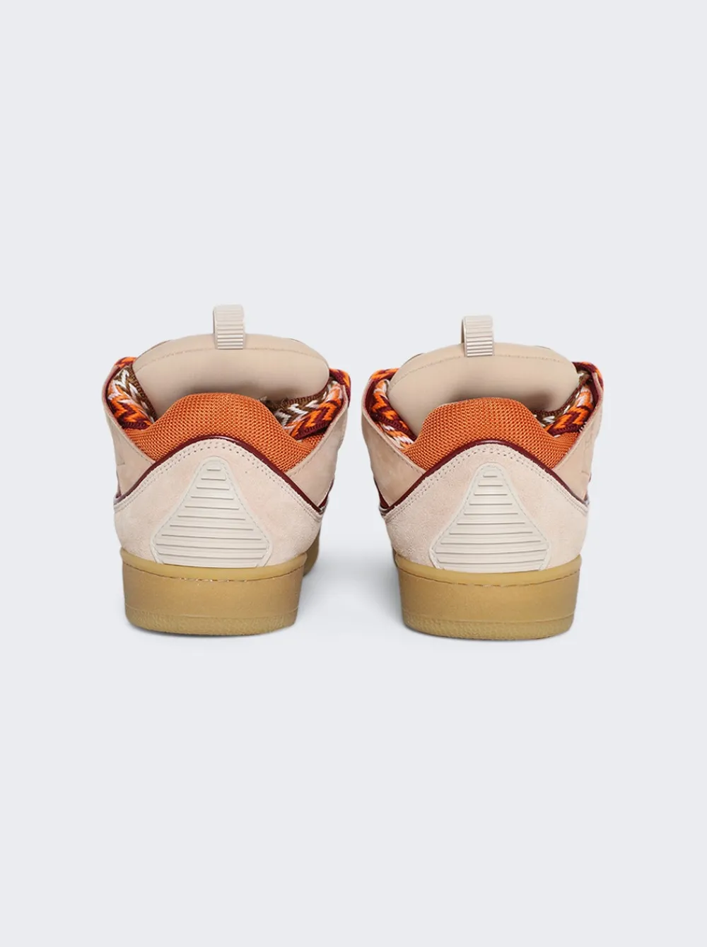 Lanvin Leather Curb Sneakers Pale Pink And Mango