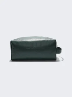 BURBERRY Leather Travel Pouch Dark Viridian Green