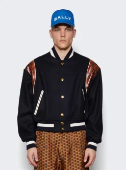 BALLY Letterman Wool Jacket Navy