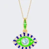 NeverNoT Life In Colour Eye Pendant Necklace Gold And Light Blue Topaz