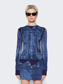 Jean Paul Gaultier L'Oeil Tattoo Short Dress Navy