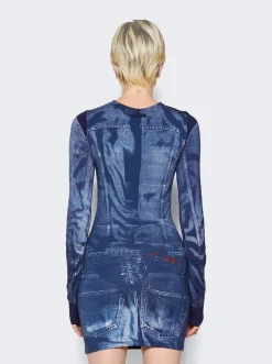 Jean Paul Gaultier L'Oeil Tattoo Short Dress Navy