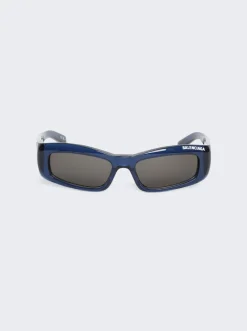 Balenciaga Logo Print Sunglasses Blue
