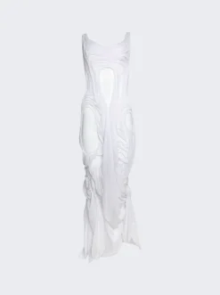Di Petsa Long Wet Look Dress White