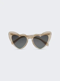Saint Laurent Loulou Heart Sunglasses Nude