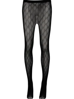 Gucci Love Parade Supreme Sheer Logo Tights Black