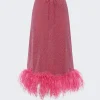 Osu00e9ree Lumiere Plumage Midi Skirt Raspberry