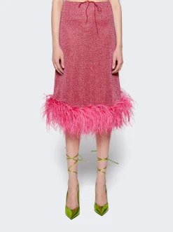 Osu00e9ree Lumiere Plumage Midi Skirt Raspberry