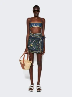 Agua by Agua Bendita Luna Estelar Pareo Wrap Skirt Dark Blue