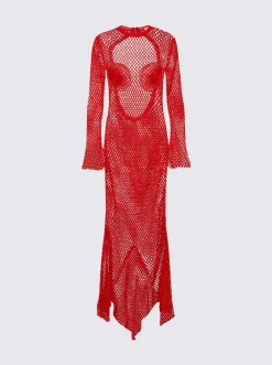 FERRAGAMO Macrame Dress Red