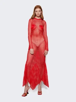 FERRAGAMO Macrame Dress Red