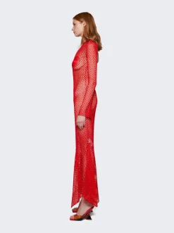 FERRAGAMO Macrame Dress Red