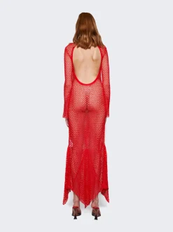 FERRAGAMO Macrame Dress Red