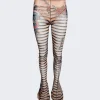 Jean Paul Gaultier Mariniere Tattoo Flare Trousers Nude And Blue