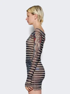 Jean Paul Gaultier Mariniere Tattoo Mini Dress Navy Blue