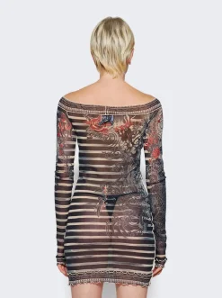 Jean Paul Gaultier Mariniere Tattoo Mini Dress Navy Blue