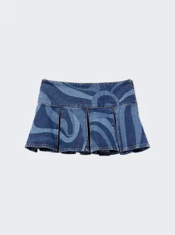 Pucci Marmo-Print Denim Shorts Blue