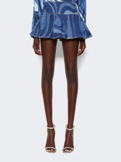 Pucci Marmo-Print Denim Shorts Blue