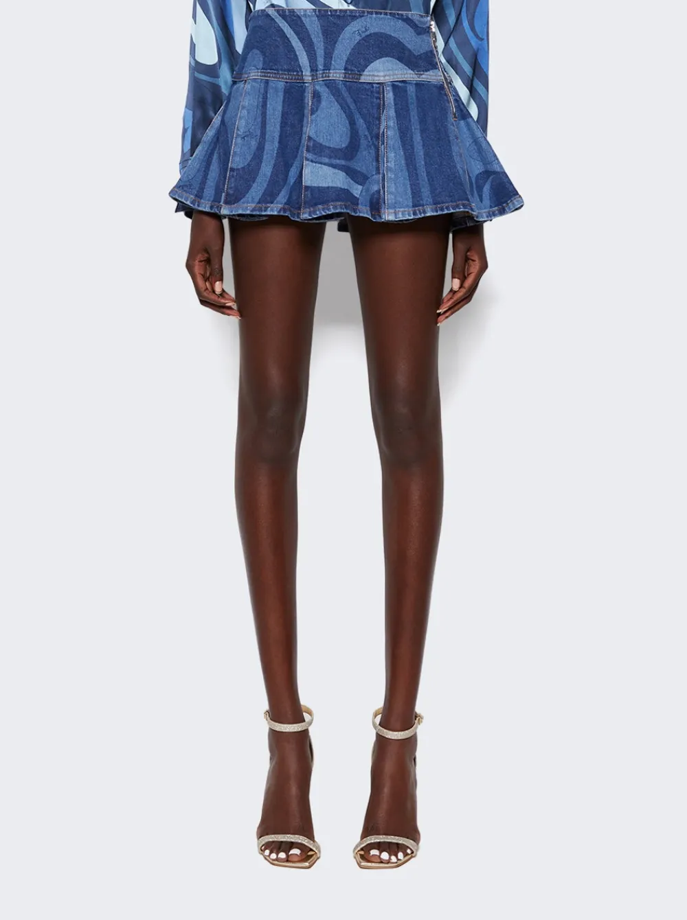 Pucci Marmo-Print Denim Shorts Blue