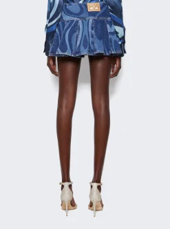 Pucci Marmo-Print Denim Shorts Blue