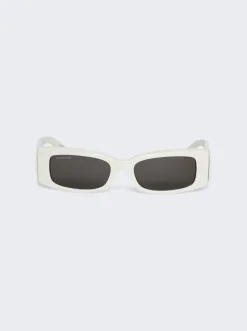 Balenciaga Max Rectangle Sunglasses White