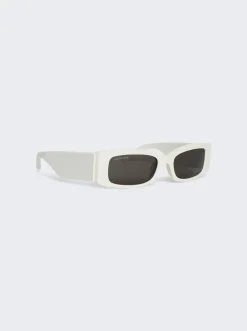 Balenciaga Max Rectangle Sunglasses White