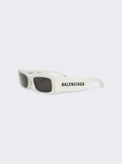 Balenciaga Max Rectangle Sunglasses White