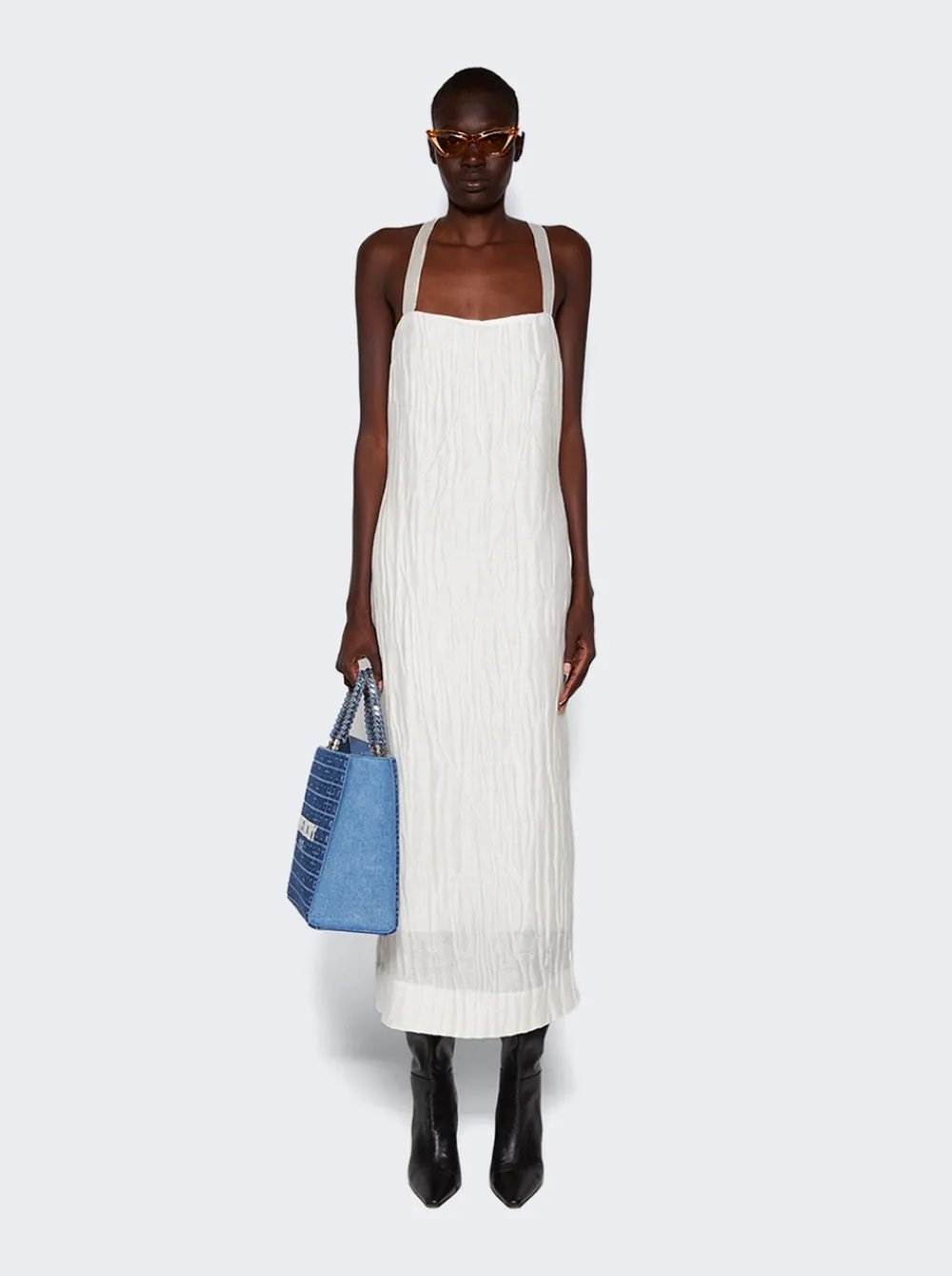 Givenchy Medium G-Tote Shopping Bag In 4G Denim With Chain Medium Blue
