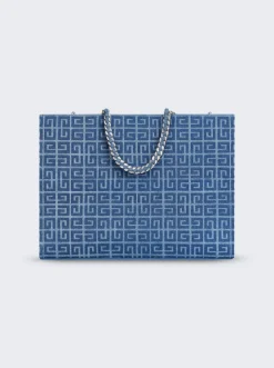 Givenchy Medium G-Tote Shopping Bag In 4G Denim With Chain Medium Blue