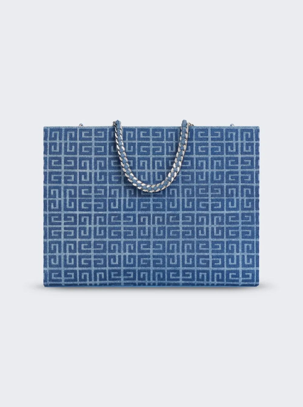 Givenchy Medium G-Tote Shopping Bag In 4G Denim With Chain Medium Blue