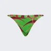 Louisa Ballou Mini Ring Bikini Bottoms Green With Red Flowers