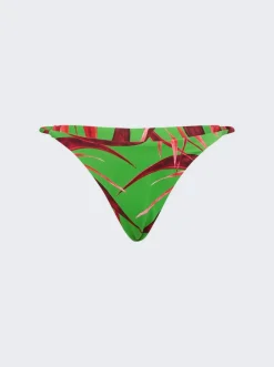 Louisa Ballou Mini Ring Bikini Bottoms Green With Red Flowers