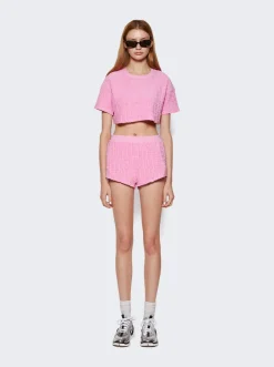 Givenchy Mini Shorts In 4G Cotton Toweling Jacquard Pink
