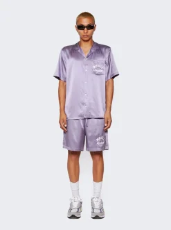 NAHMIAS Miracle Academy Silk Shorts Purple Fog