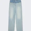 Givenchy Mixed Denim Oversized Jeans Pale Blue