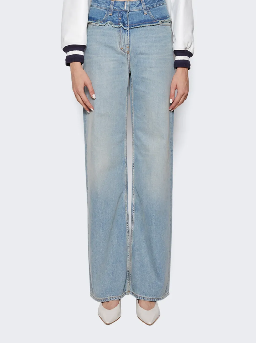 Givenchy Mixed Denim Oversized Jeans Pale Blue
