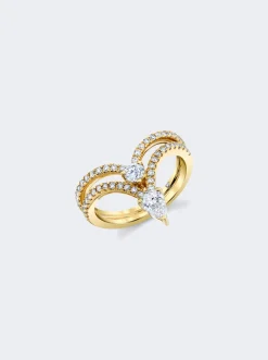 SHAY Mixed Diamond Stacked Chevron Pinky Ring 18K Yellow Gold