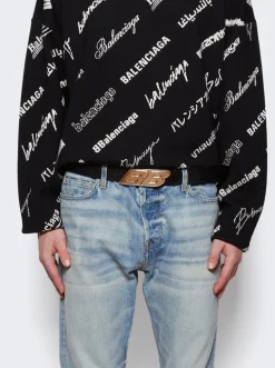 Balenciaga Moto Logo Belt Black