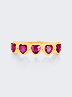 EF Collection Multi Ruby Heart Ring 14K Gold