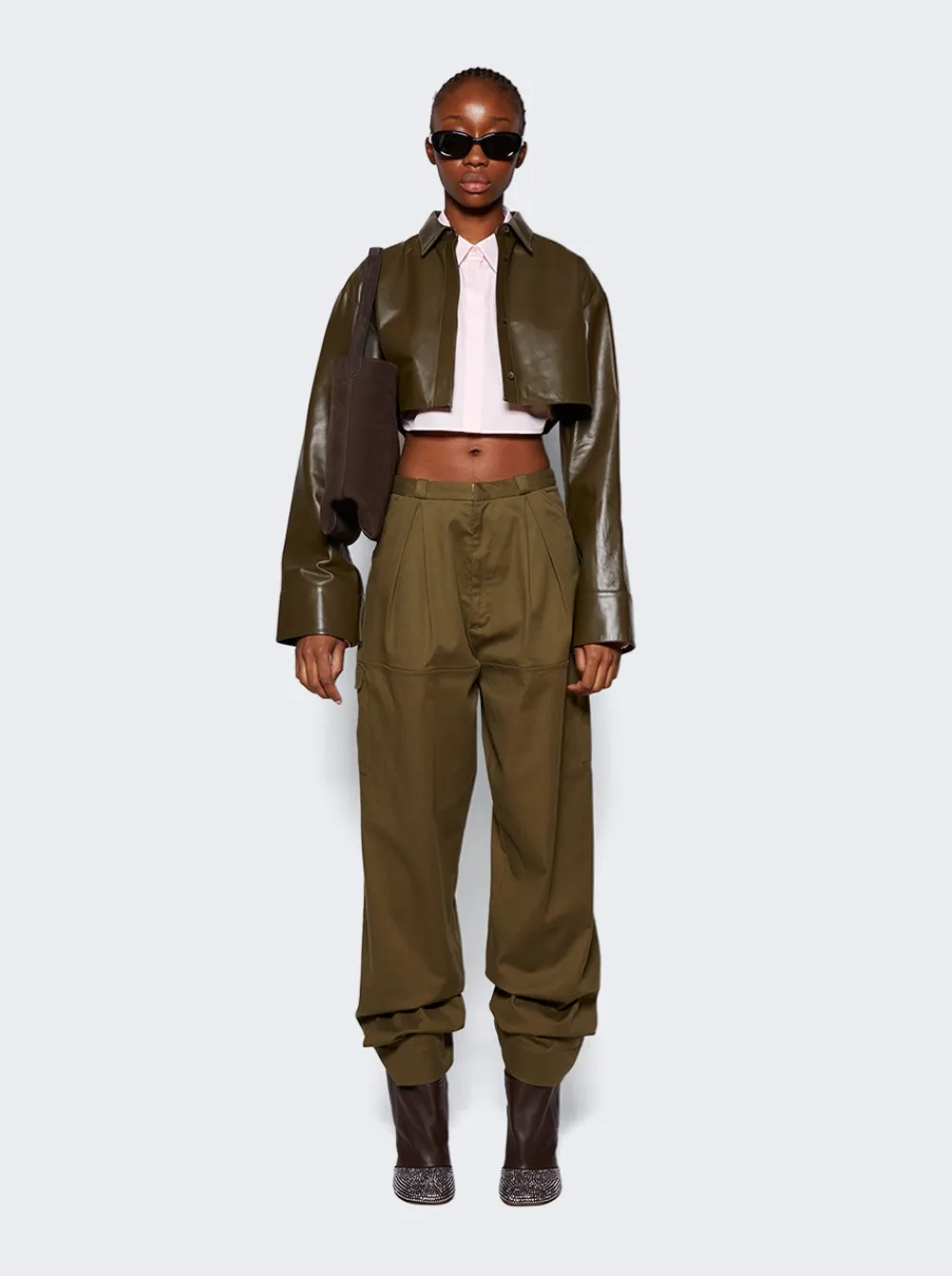 Loewe Nappa Lambskin Cropped Shirt Tea Dust Glaze