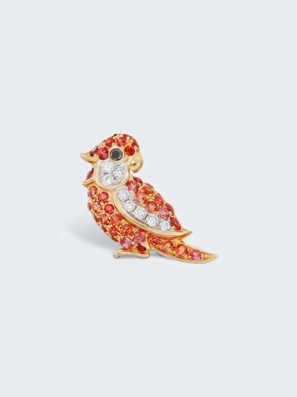 Mio Harutaka Orange Sapphire Little Bird Single Right Earring 18K Rose Gold And White Gold