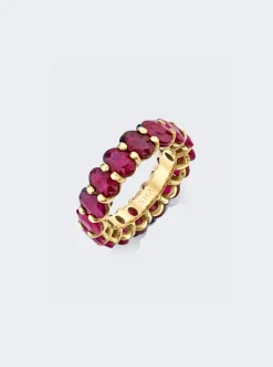 SHAY Oval Eternity Ring 18K Yellow Gold And Rubies