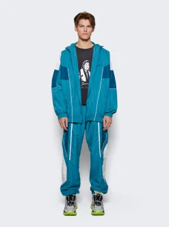 Martine Rose Oversized Panelled Track Jacket Teal And White