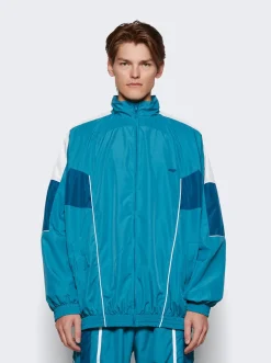 Martine Rose Oversized Panelled Track Jacket Teal And White