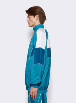 Martine Rose Oversized Panelled Track Jacket Teal And White